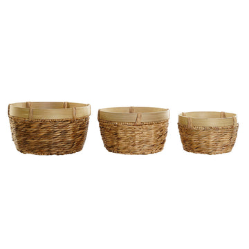 Korb-Set DKD Home Decor Braun natürlich Bambus Binsen Tropical 40 x 40 x 23 cm 3 Stücke