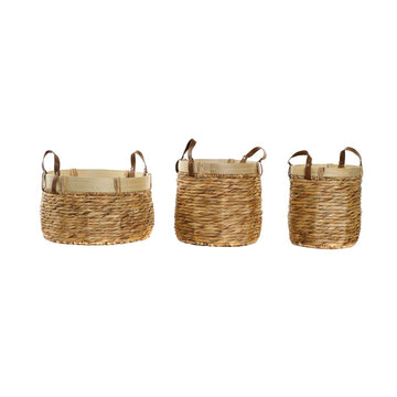Korb-Set DKD Home Decor Braun natürlich Bambus Binsen Tropical 40 x 40 x 24 cm 4 Kg 3 Stücke