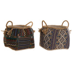 Korb DKD Home Decor Bunt Naturfaser Boho 30 x 30 x 30 cm 2 Stücke (2 Stück)