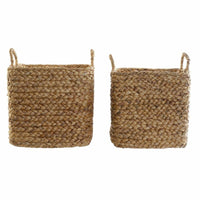 Korb-Set DKD Home Decor Braun natürlich Binsen (2 Stücke)