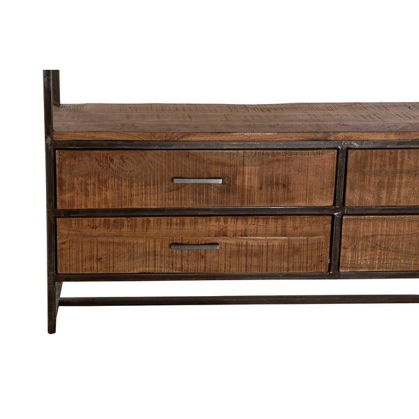 Regal DKD Home Decor Schwarz Metall Braun Akazienholz 145 x 35 x 190 cm