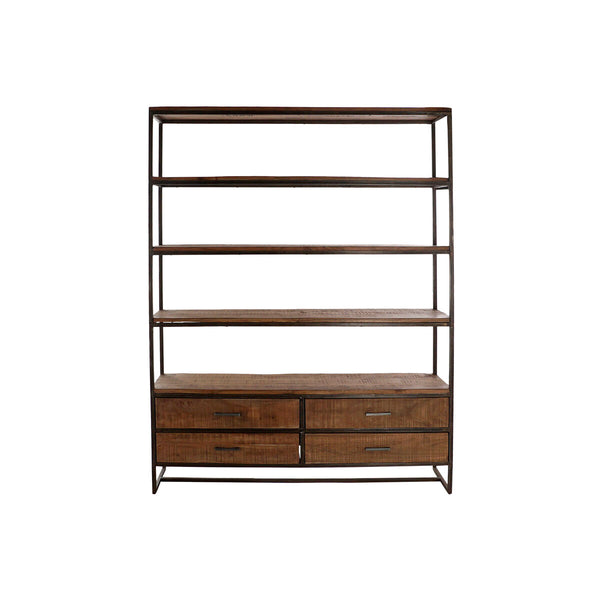 Regal DKD Home Decor Schwarz Metall Braun Akazienholz 145 x 35 x 190 cm