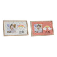 Fotorahmen DKD Home Decor Regenbogen Rosa Weiß Für Kinder Holz MDF (25 x 1 x 16 cm) (2 Stück)