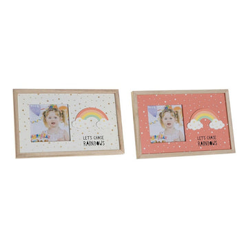Fotorahmen DKD Home Decor Regenbogen Rosa Weiß Für Kinder Holz MDF (25 x 1 x 16 cm) (2 Stück)