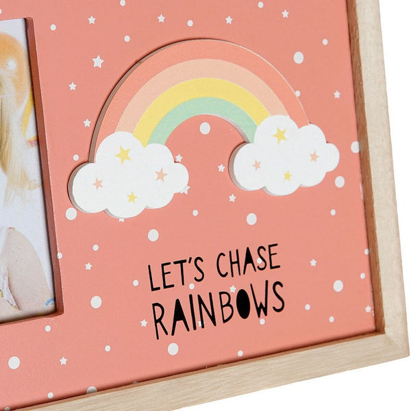 Fotorahmen DKD Home Decor Regenbogen Rosa Weiß Für Kinder Holz MDF (25 x 1 x 16 cm) (2 Stück)