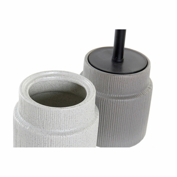 Toilettenbürste DKD Home Decor Hellgrau Dunkelgrau Stahl Steingut Scandi 10 x 10 x 39 cm (2 Stück)
