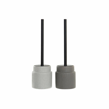 Toilettenbürste DKD Home Decor Hellgrau Dunkelgrau Stahl Steingut Scandi 10 x 10 x 39 cm (2 Stück)