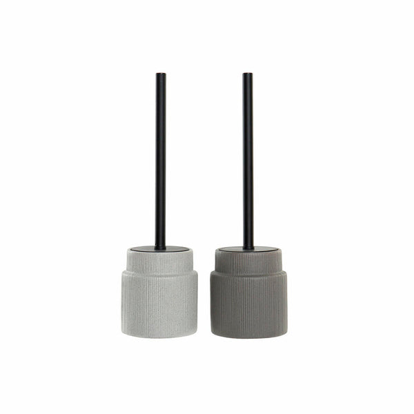 Toilettenbürste DKD Home Decor Hellgrau Dunkelgrau Stahl Steingut Scandi 10 x 10 x 39 cm (2 Stück)