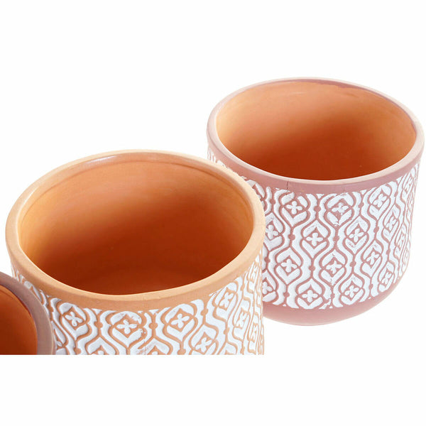 Blumentopf DKD Home Decor Braun Terrakotta Koralle (14 x 14 x 12.4 cm) (3 pcs)