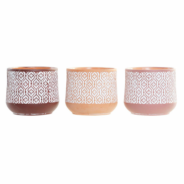 Blumentopf DKD Home Decor Braun Terrakotta Koralle (14 x 14 x 12.4 cm) (3 pcs)