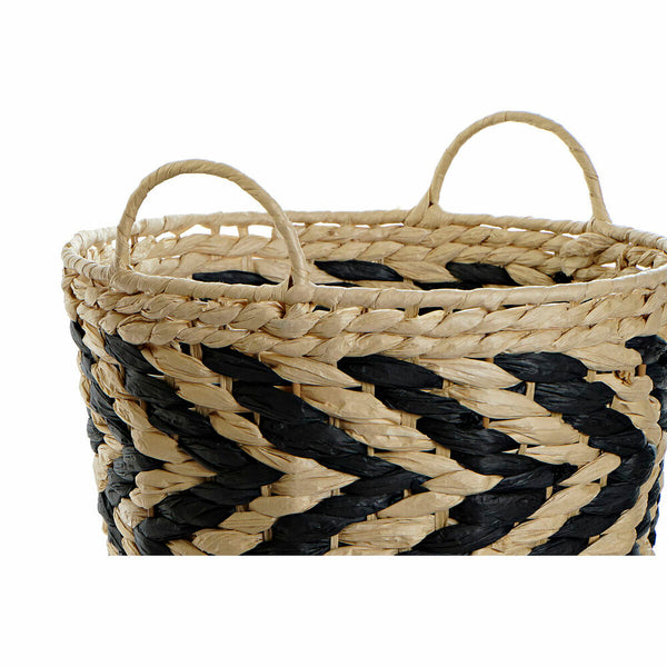 Korb-Set DKD Home Decor Schwarz Hellbraun Naturfaser (3 Stücke) (3 Stück)