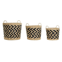 Korb-Set DKD Home Decor Schwarz Hellbraun Naturfaser (3 Stücke) (3 Stück)