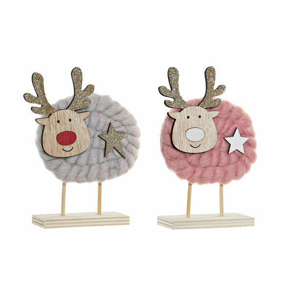 Weihnachtsschmuck DKD Home Decor Polyester Holz (2 pcs) (10 x 4 x 16 cm)