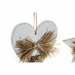 Weihnachtsschmuck DKD Home Decor Herz Baum Gold Holz Schnur Stern Weiß (12 x 3 x 12 cm) (3 Stück)