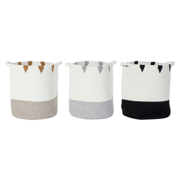 Korbsatz DKD Home Decor Weiß Schwarz Grau Senf (3 Stück)