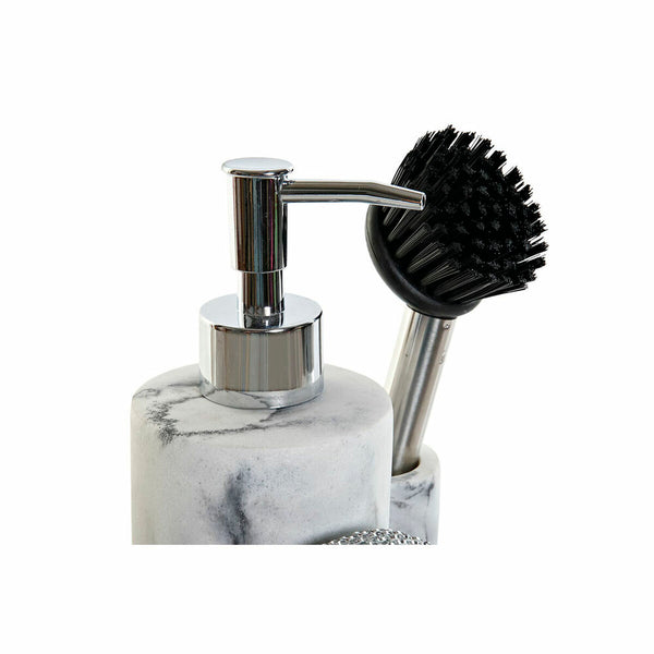 Seifenspender 2 in 1 für Spülbecken DKD Home Decor Harz Edelstahl 12,6 x 11,4 x 18,6 cm