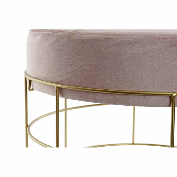 Fußstütze DKD Home Decor Gold Metall Samt Hellrosa (60 x 60 x 37,5 cm)