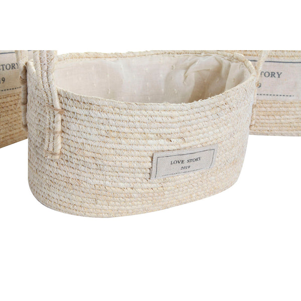 Korb-Set DKD Home Decor natürlich Hellbraun Naturfaser Boho 34 x 23 x 20 cm 3 Stücke
