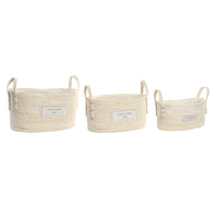 Korb-Set DKD Home Decor natürlich Hellbraun Naturfaser Boho 34 x 23 x 20 cm 3 Stücke