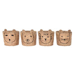 Korb DKD Home Decor Braun Schwarz natürlich Binsen tiere Tropical 35 x 35 x 35 cm (4 Stück)