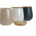 Gefäß DKD Home Decor Weiß Beige Dunkelgrau 10 x 10 x 13 cm (3 Stück)