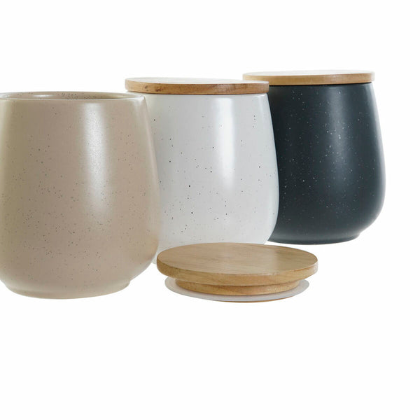 Gefäß DKD Home Decor Weiß Beige Dunkelgrau 10 x 10 x 13 cm (3 Stück)