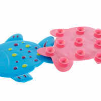 Badematte DKD Home Decor 13 x 1 x 10,5 cm Blau Rosa Für Kinder PVC Fisch (2 Stück)