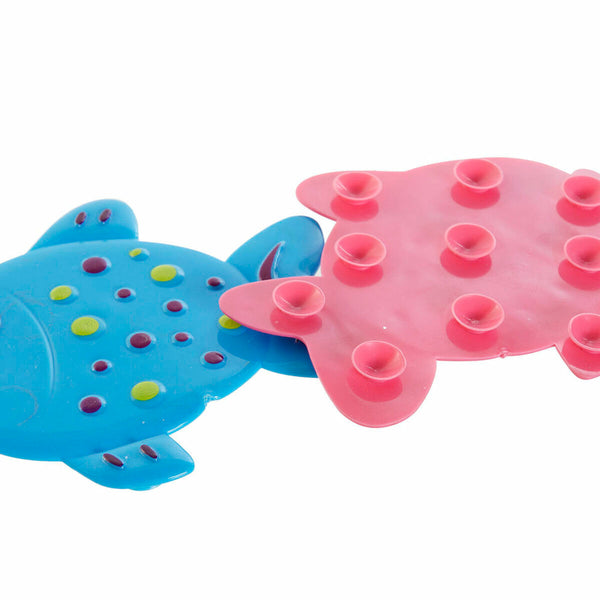 Badematte DKD Home Decor 13 x 1 x 10,5 cm Blau Rosa Für Kinder PVC Fisch (2 Stück)