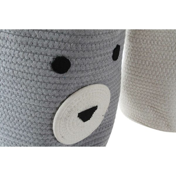 Dekorativer Korb DKD Home Decor Weiß Grau Für Kinder Bär 25 x 25 x 37 cm (2 Stück)