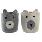 Dekorativer Korb DKD Home Decor Weiß Grau Für Kinder Bär 25 x 25 x 37 cm (2 Stück)
