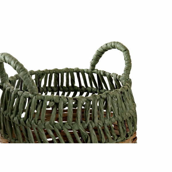Korb-Set DKD Home Decor grün natürlich Boho 33 x 33 x 40 cm Rattan 4 Kg 2 Stücke