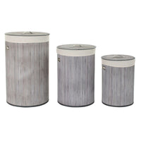 Korbsatz DKD Home Decor Beige Grau Bambus 38 x 38 x 60 cm 3 Stücke
