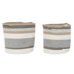 Korb-Set DKD Home Decor Weiß Grau natürlich Jute (2 Stücke)