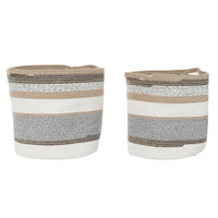 Korb-Set DKD Home Decor Weiß Grau natürlich Jute (2 Stücke)