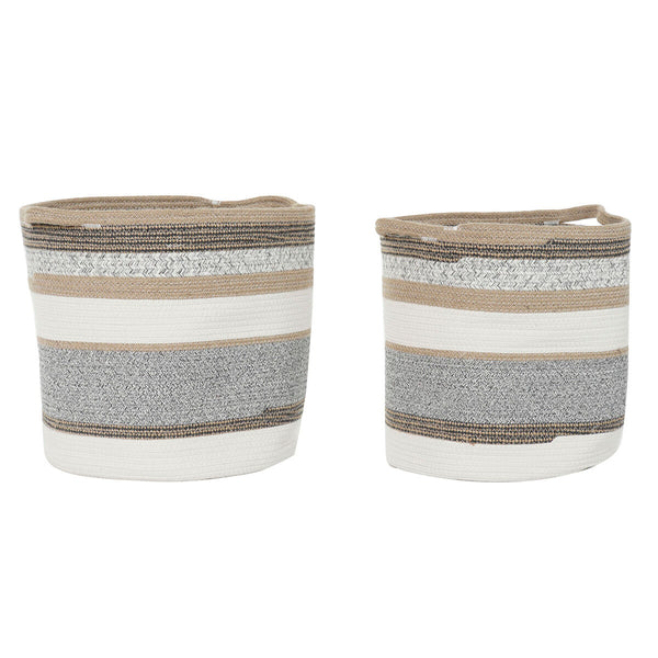 Korb-Set DKD Home Decor Weiß Grau natürlich Jute (2 Stücke)