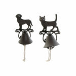 Dekorative Glocke DKD Home Decor Braun Dunkelbraun Schnur Eisen Katze Hund 14 x 15 x 24 cm (2 Stück)