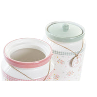 Gefäß DKD Home Decor grün Rosa Vichy 15,5 x 15,5 x 21 cm (2 Stück)