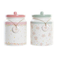 Gefäß DKD Home Decor grün Rosa Vichy 15,5 x 15,5 x 21 cm (2 Stück)