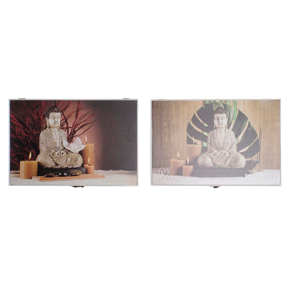Dekorative Box DKD Home Decor Bunt Holz MDF Buddha Zähler (2 Stück)