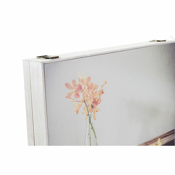 Dekorative Box DKD Home Decor Gelb Beige Rosa Holz MDF Blomster Vase Zähler (2 Stück)
