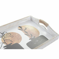 Tablettset DKD Home Decor Weiß Schwarz Gold Holz MDF 40 x 30 x 6 cm (2 Stück)