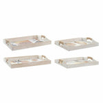 Tablettset DKD Home Decor Weiß Schwarz Gold Holz MDF 40 x 30 x 6 cm (2 Stück)