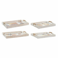 Tablettset DKD Home Decor Weiß Schwarz Gold Holz MDF 40 x 30 x 6 cm (2 Stück)