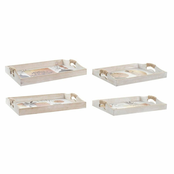 Tablettset DKD Home Decor Weiß Schwarz Gold Holz MDF 40 x 30 x 6 cm (2 Stück)