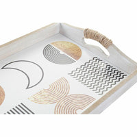 Tablettset DKD Home Decor Weiß Schwarz Gold Holz MDF 40 x 30 x 6 cm (2 Stück)