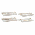 Tablettset DKD Home Decor Weiß Schwarz Gold Holz MDF 40 x 30 x 6 cm (2 Stück)