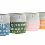 Blumentopf DKD Home Decor Gesicht Blau Rosa Zement grün Gelb (13 x 13 x 11 cm) (4 Stück)