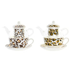 Teekanne DKD Home Decor Leopard Kristall Porzellan Braun Durchsichtig Weiß (2 Stück)