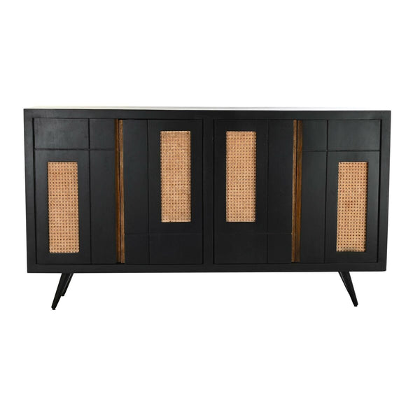 Anrichte DKD Home Decor Schwarz Rattan Mango-Holz 160 x 40 x 90 cm