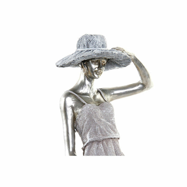 Deko-Figur DKD Home Decor Damen Silberfarben Fahrrad Metall Harz (27,5 x 9,5 x 34,5 cm)